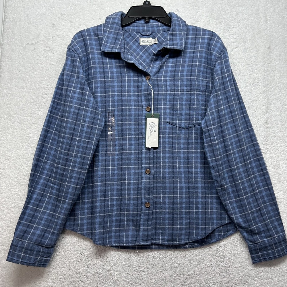Alpine Design Womens Size M Blue Long Sleeve Midweight Flannel Shirt